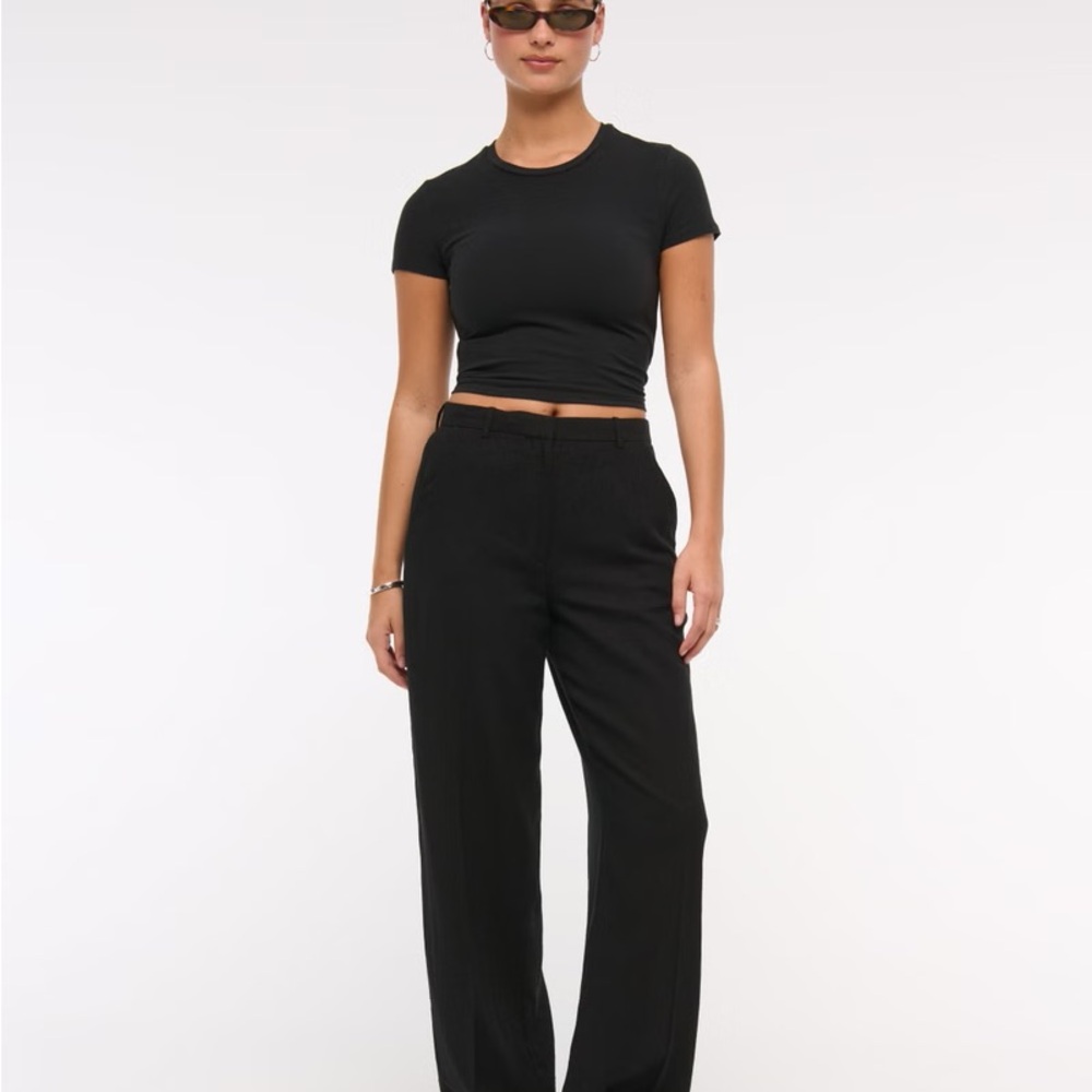 Curve Love Tailored Linen-Blend Wide Leg Pant